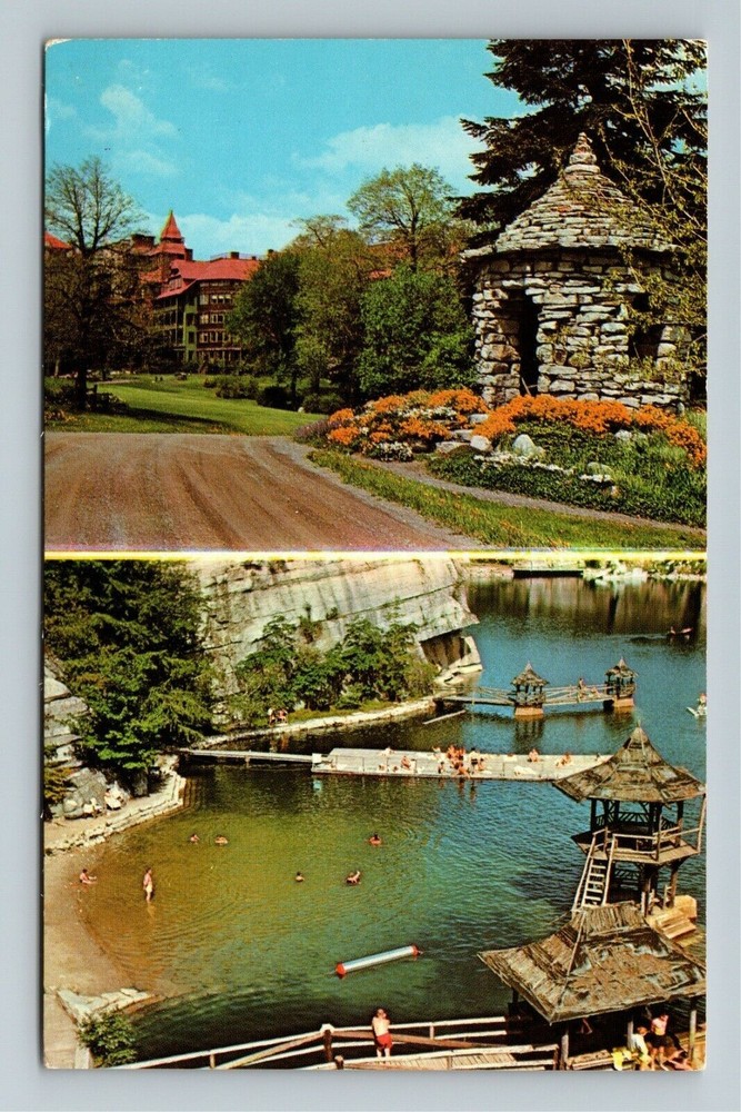 Mohonk Lake NY-New York, Flower Gardens, Mountain House Vintage Postcard