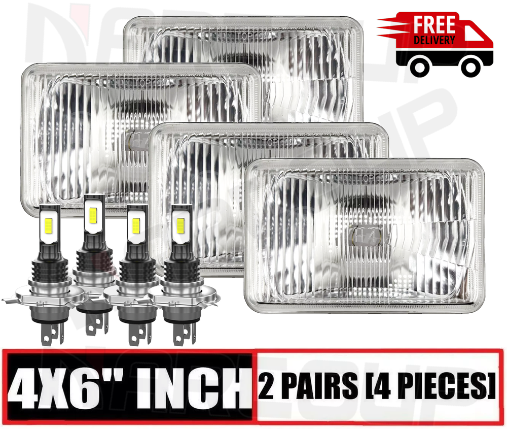 1975-1986 Cadillac Fleetwood/DeVille 4x6 Inch LED Hi/Lo Headlights 4-Piece Set