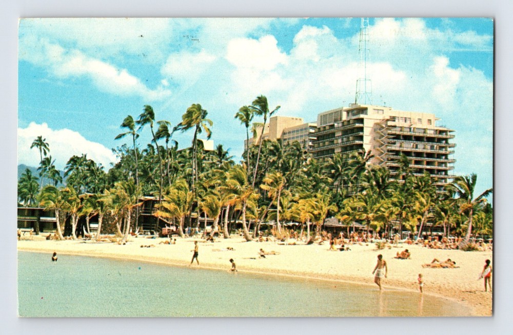 Postcard Hawaii Honolulu HI Hilton Hawaiian Village Hotel Waikiki 1970s Posted