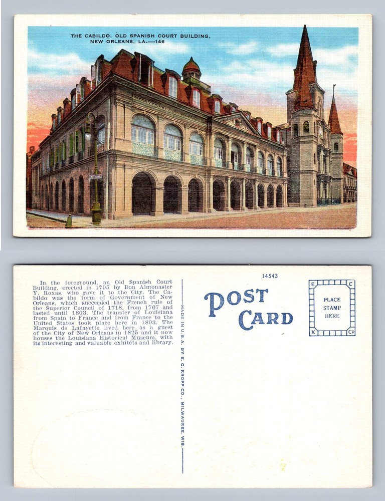 New Orleans, LA-Louisiana, Cabildo Spanish Court View Old Vintage Postcard