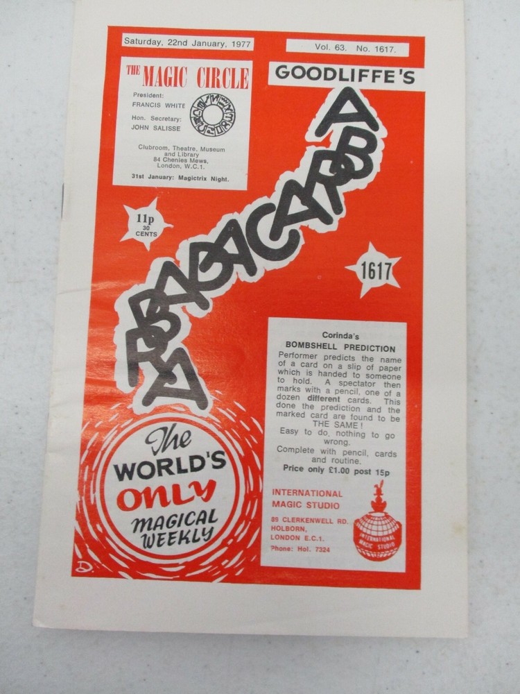 Goodliffe's Abracadabra Magic Magician Magazine Vol 63 No 1617 January 22, 1977-image