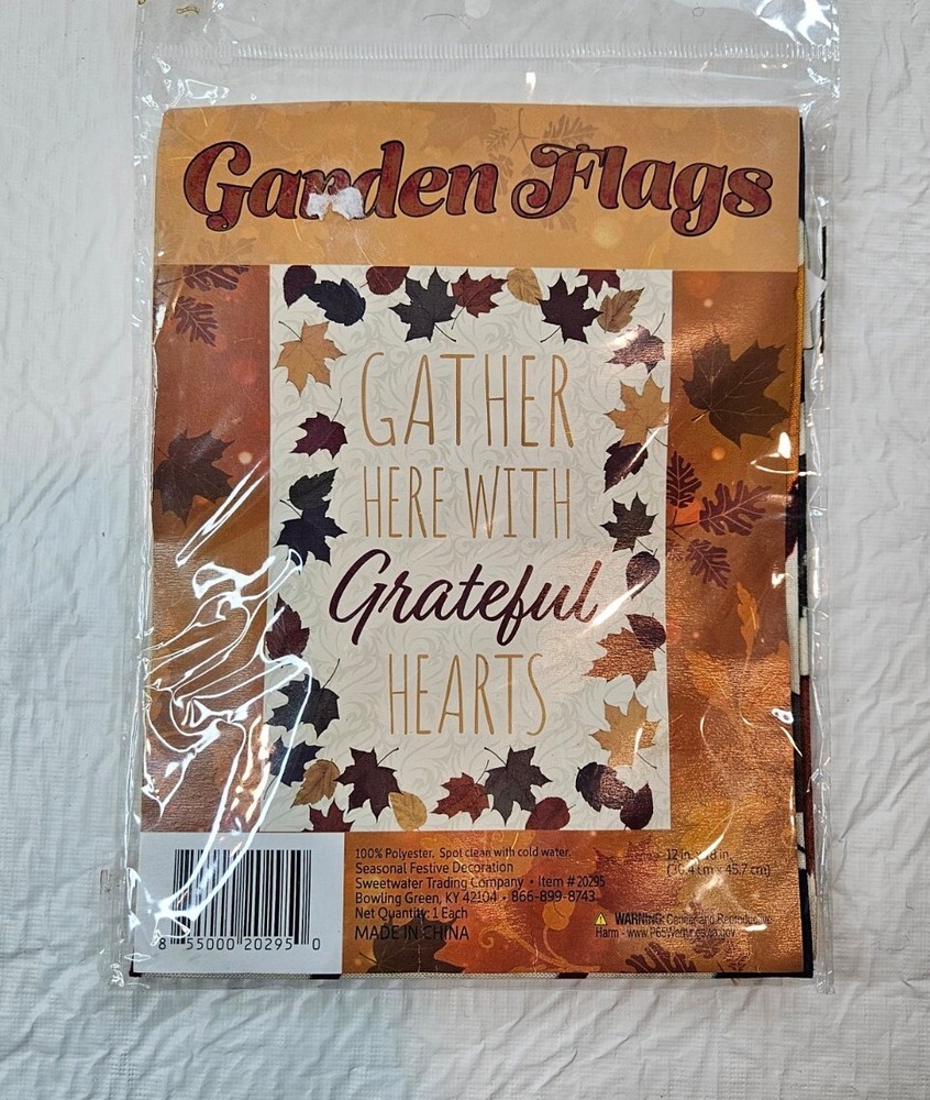 Fall Garden Flag - 12x18 Inch Autumn Leaves Design in Rustic Orange, Red, and Green