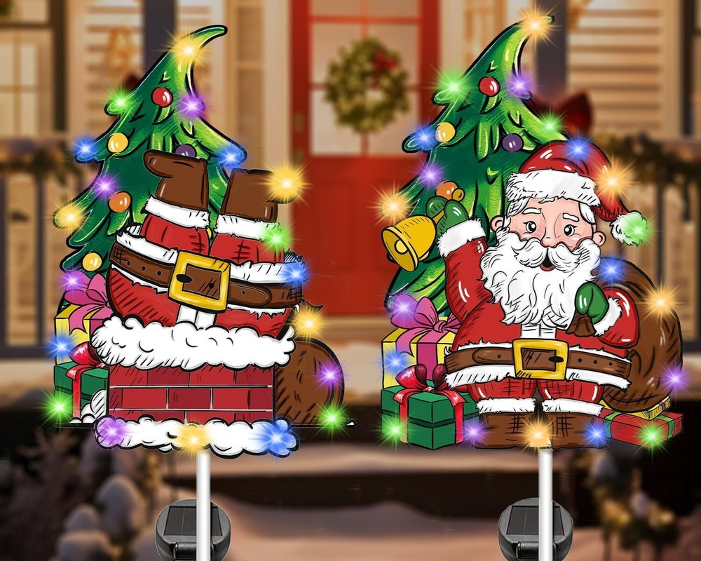 Christmas Decorations Outdoor: 2Pcs Xmas Tree Santa Claus Snowman Reindeer 41 In