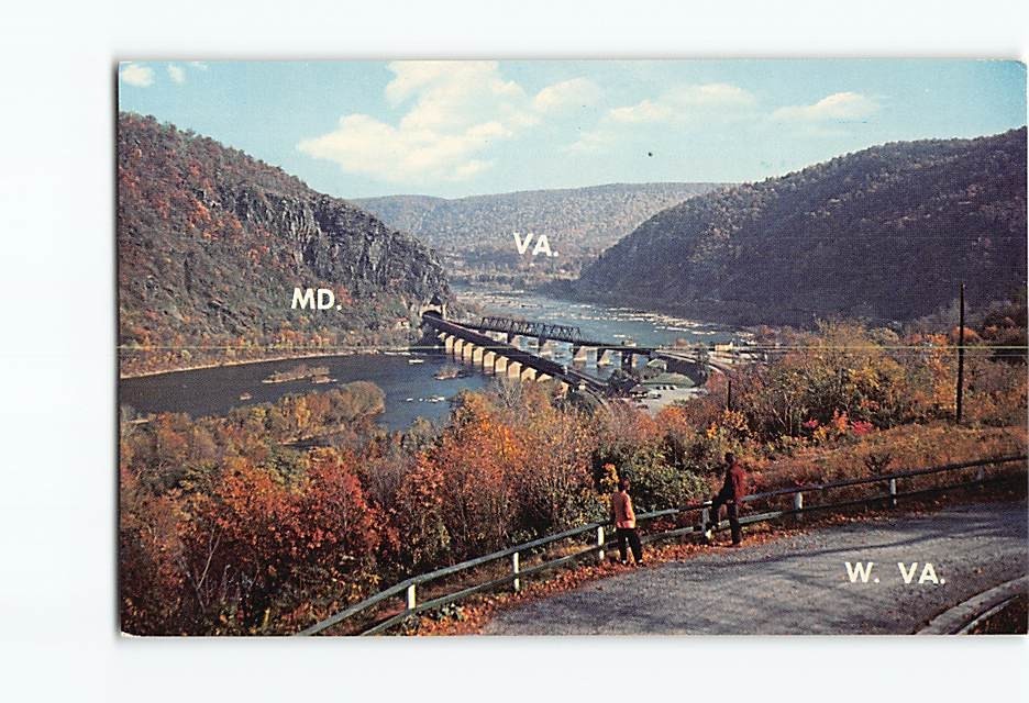 Postcard Where Three States Meet Harpers Ferry West Virginia USA