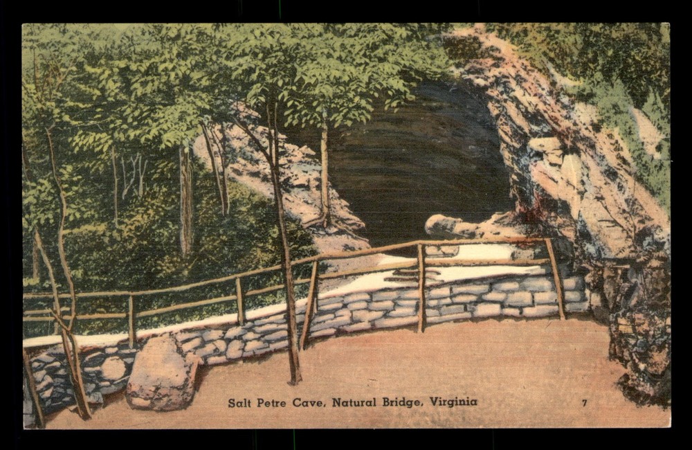 Salt Petre Cave Natural Bridge Virginia VA Linen Postcard Unp