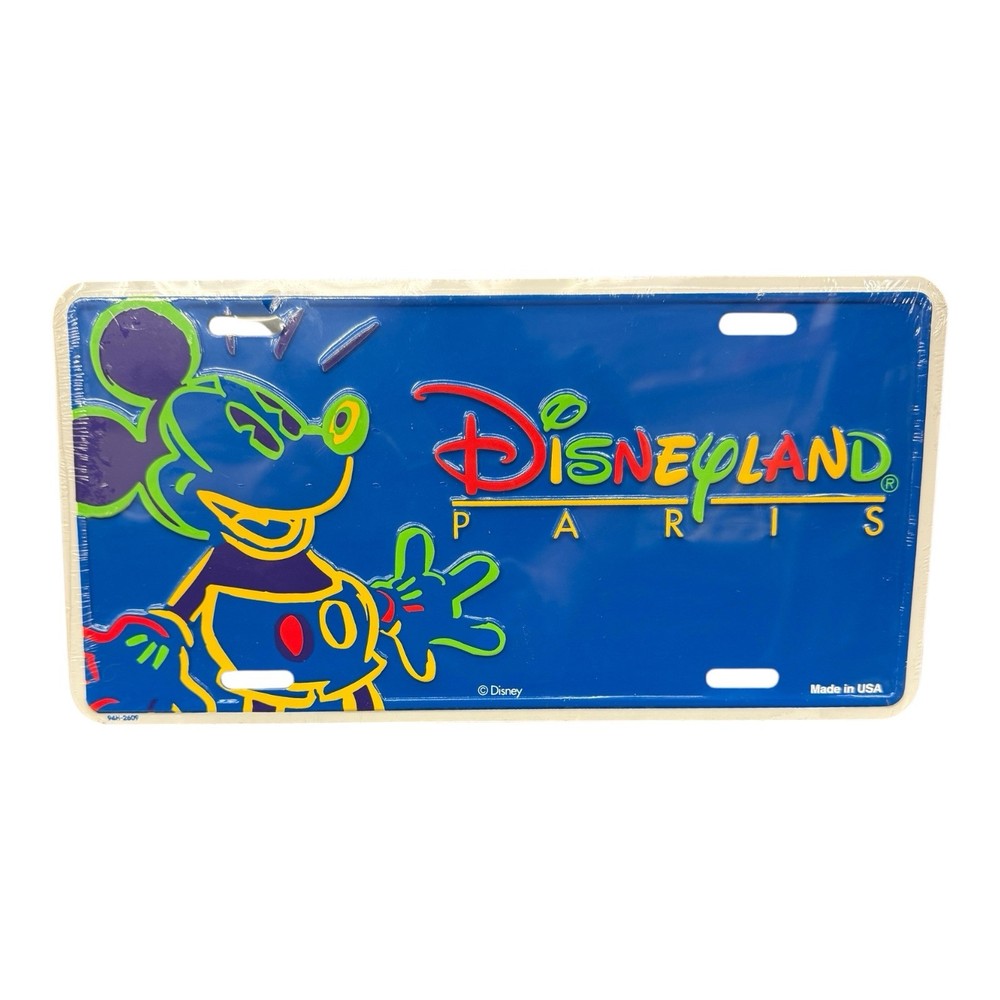 Disneyland Paris Mickey Mouse Metal License Plate 1990s Sealed