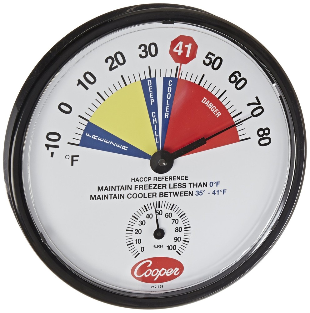 212-159-8 Bi-Metals HACCP Cooler/Freezer Thermometer, 10 to 80 degrees F Temp...
