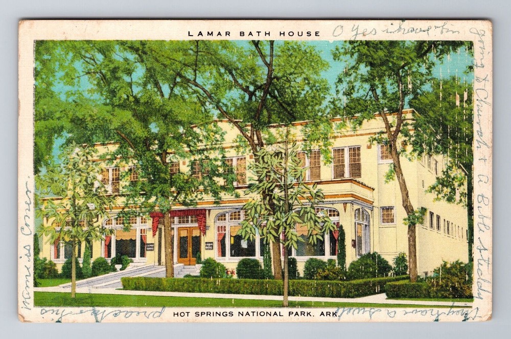 Hot Springs AR-Arkansas, Lamar Bath House, Antique, Vintage c1950 Postcard