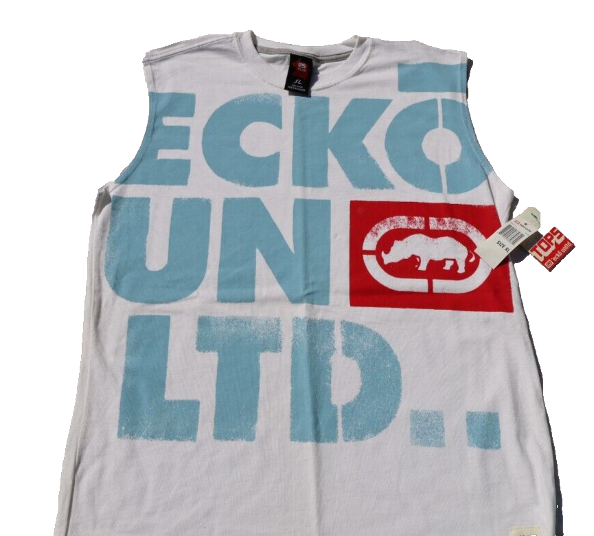 RARE NWT Y2K Ecko Unltd Rhino  T-Shirt Medium Baby Blue sleeve less MUSCLE SHIRT