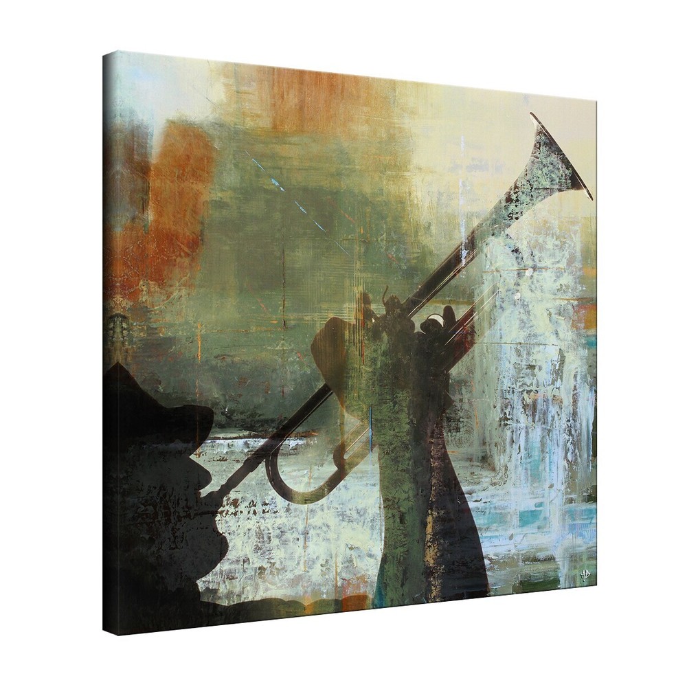 Ready2HangArt 'Trumpet' Canvas Wall Art Green 30