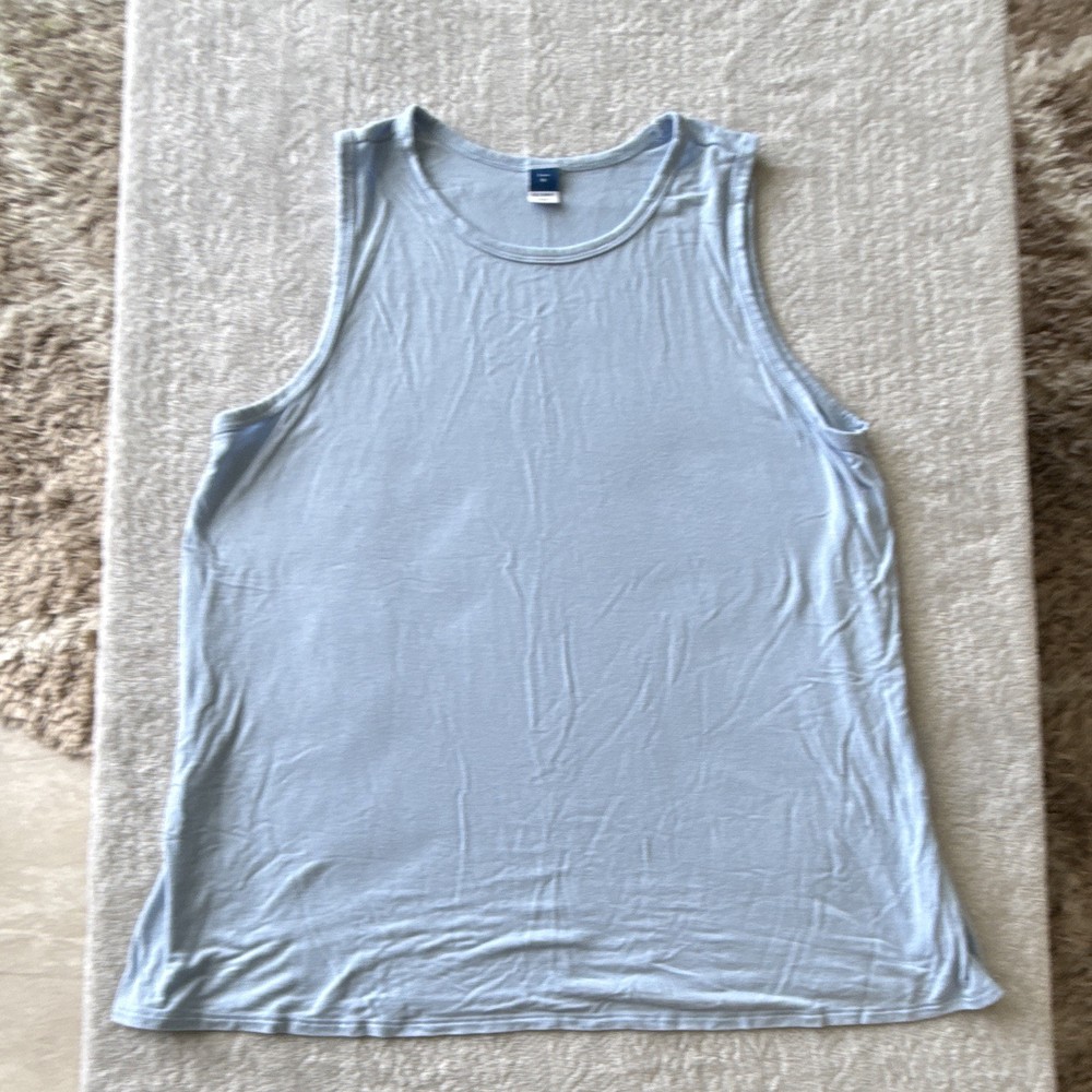 Old Navy Luxe Blue Solid Round Neck Sleeveless Knit Tank Top Women’s M
