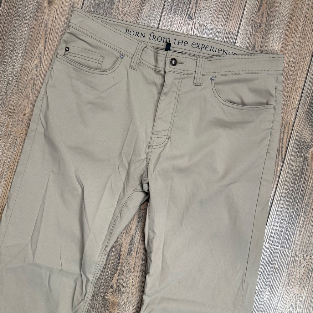 Prana Brion Pant II Mens 36x32 Slim Fit Tan Khaki Nylon Stretch M4BN32312