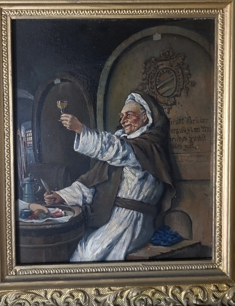 Eduard Grutzner-Oil Painting-Monk With Glass Of Wine-1882