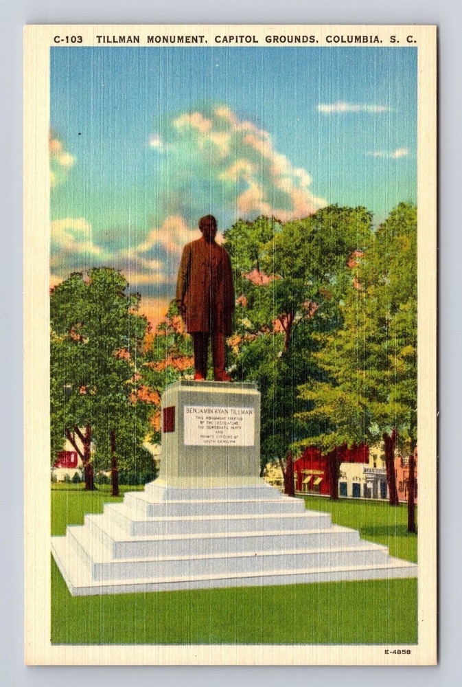 Columbia SC-South Carolina, Tillman Monument, Capitol Grounds, Vintage Postcard