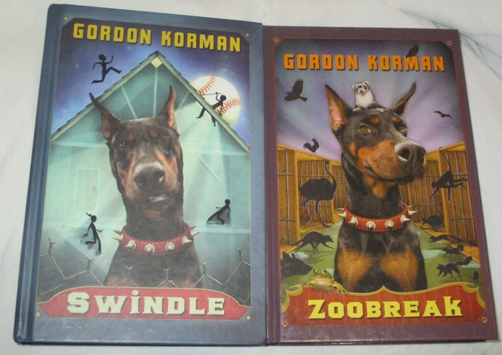 Lot 2 Gordon Korman Hard Cover Chapter Books Swindle & Zoobreak Scholastic New