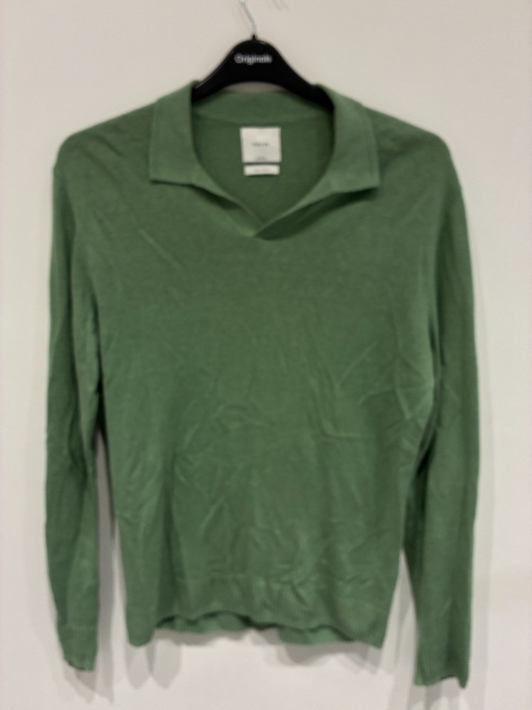 Skovde Men’s Green Linen Blend Jumper M Lightweight Knit Sweater