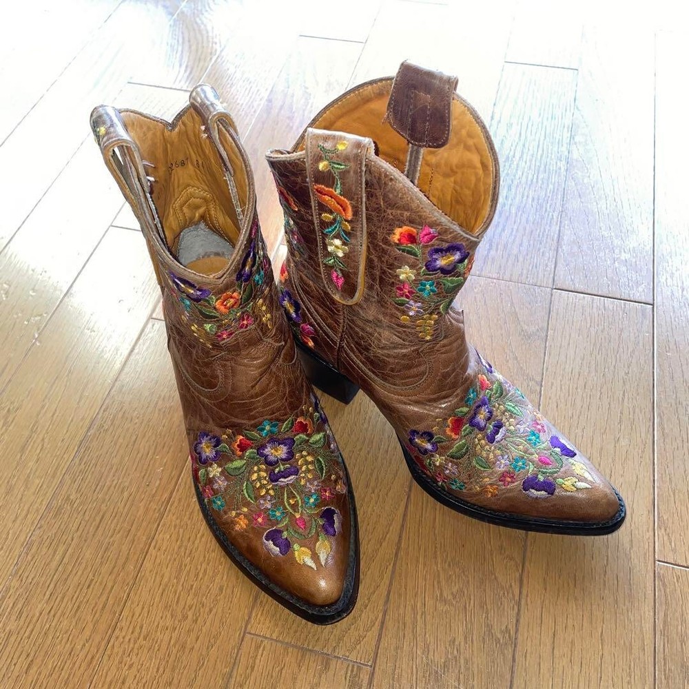 Old Gringo Western Cowboy Boots Flower Embroidered Brown Size 6