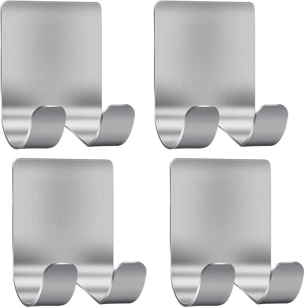 4-Pack Stainless Steel Shower Razor Holder with Strong Adhesive for Bathroom