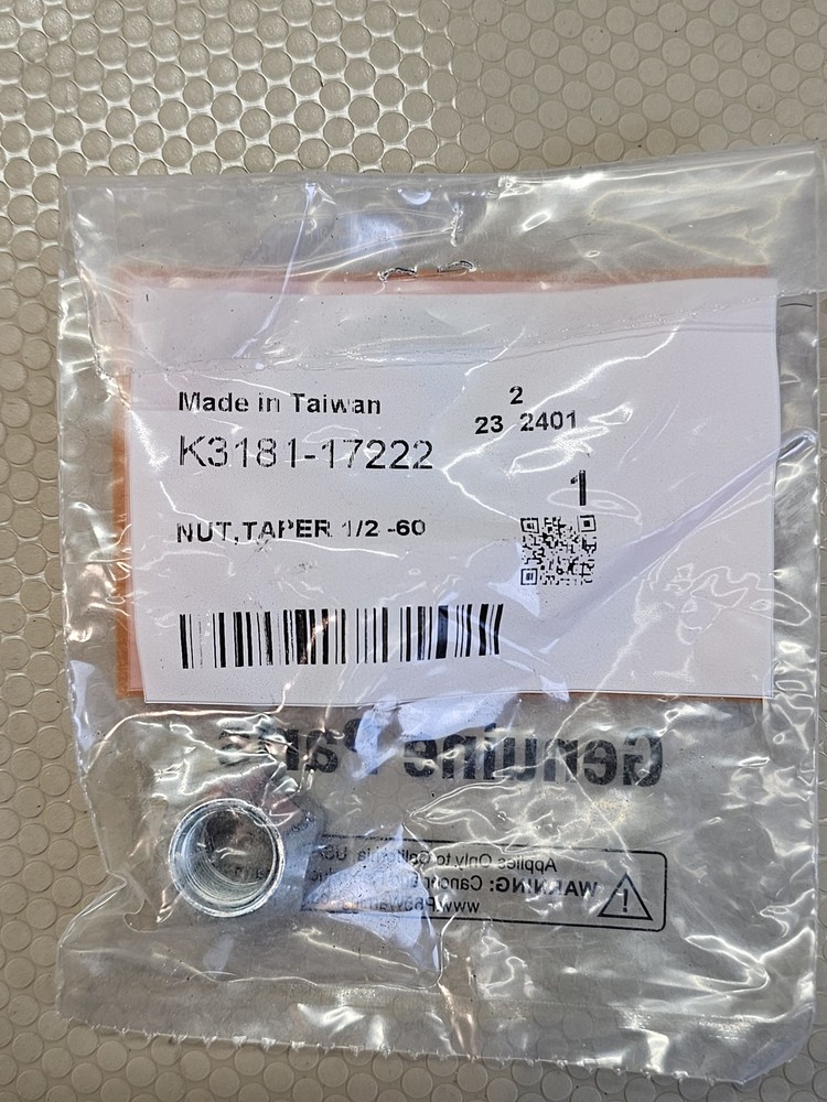 Kubota K3181-17222 Taper Nut 1/2-60 Tractor Wheel Lug OEM
