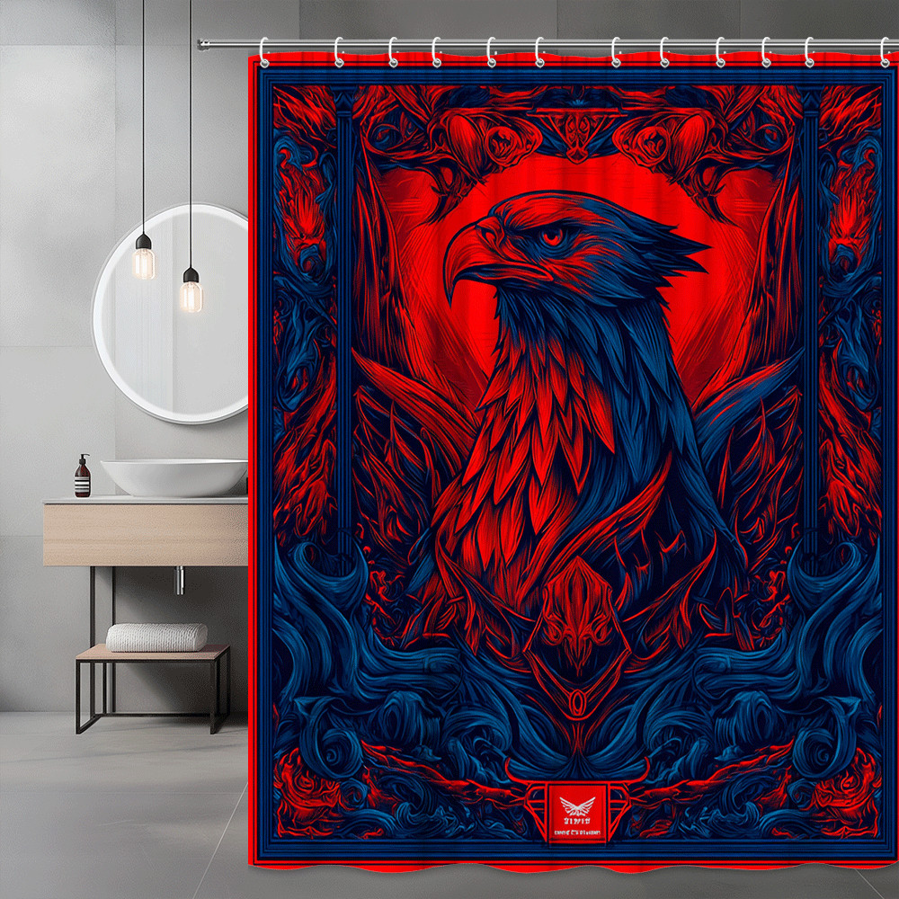 Red and Blue Eagle Graphic Shower Curtain