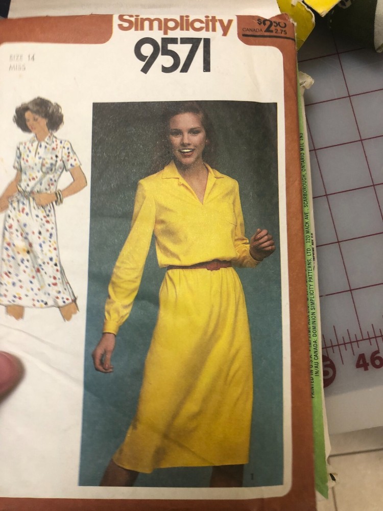 Simplicity 9571, Misses Dress, Size 14, Easy Dress, UNCUT