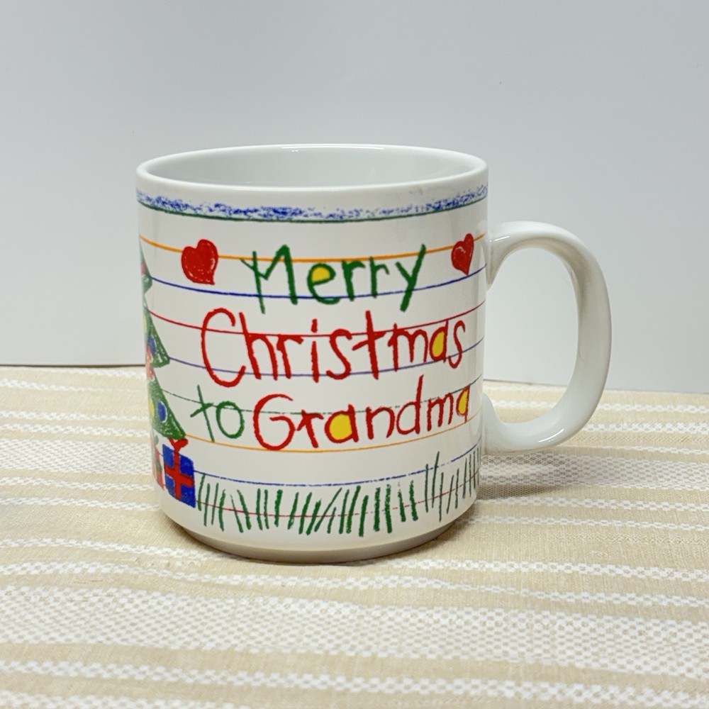 Coffee Mug “Merry Christmas To Grandma” VTG 80s Papel Cups Excellent Condition