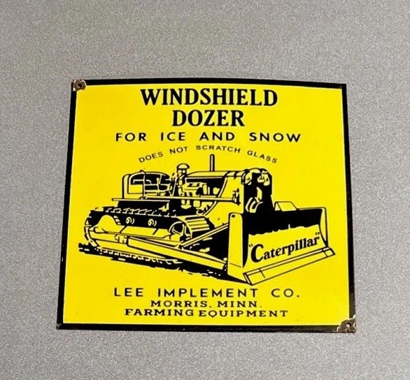 Vintage 12” Caterpillar Dozer Tractor Porcelain Sign Car Oil Gas Motorcycle