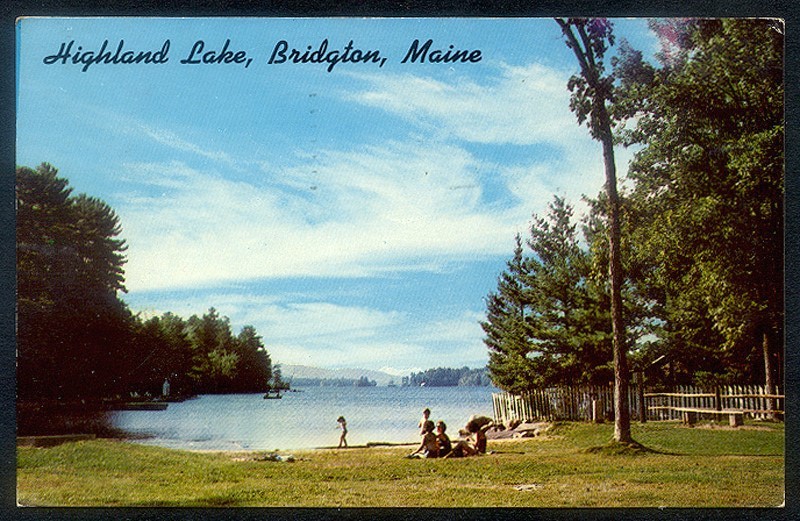 Vintage Bridgton HIGHLAND LAKE Postcard - Fishing, Boating, Swimming ME