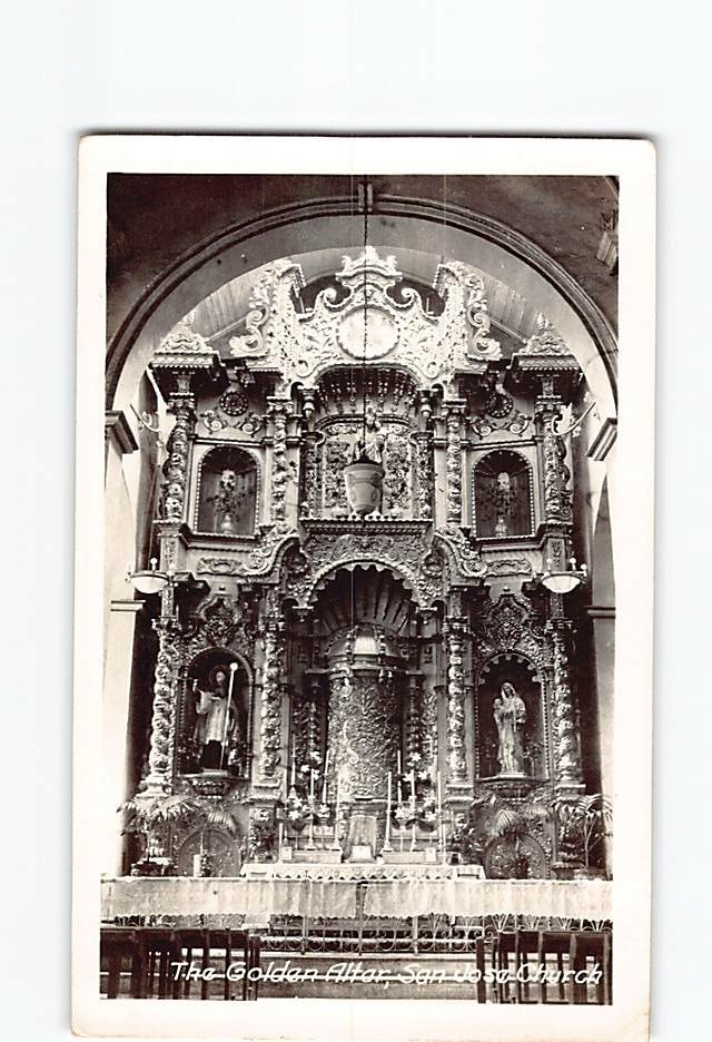 Postcard San Jose Church Panama City Golden Altar Interior Vintage Architecture