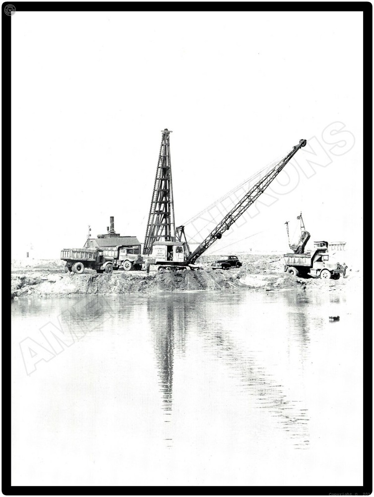 Vtg. Mack Trucks New Metal Sign: Dump Truck w Northwest Crane & Drilling Rig