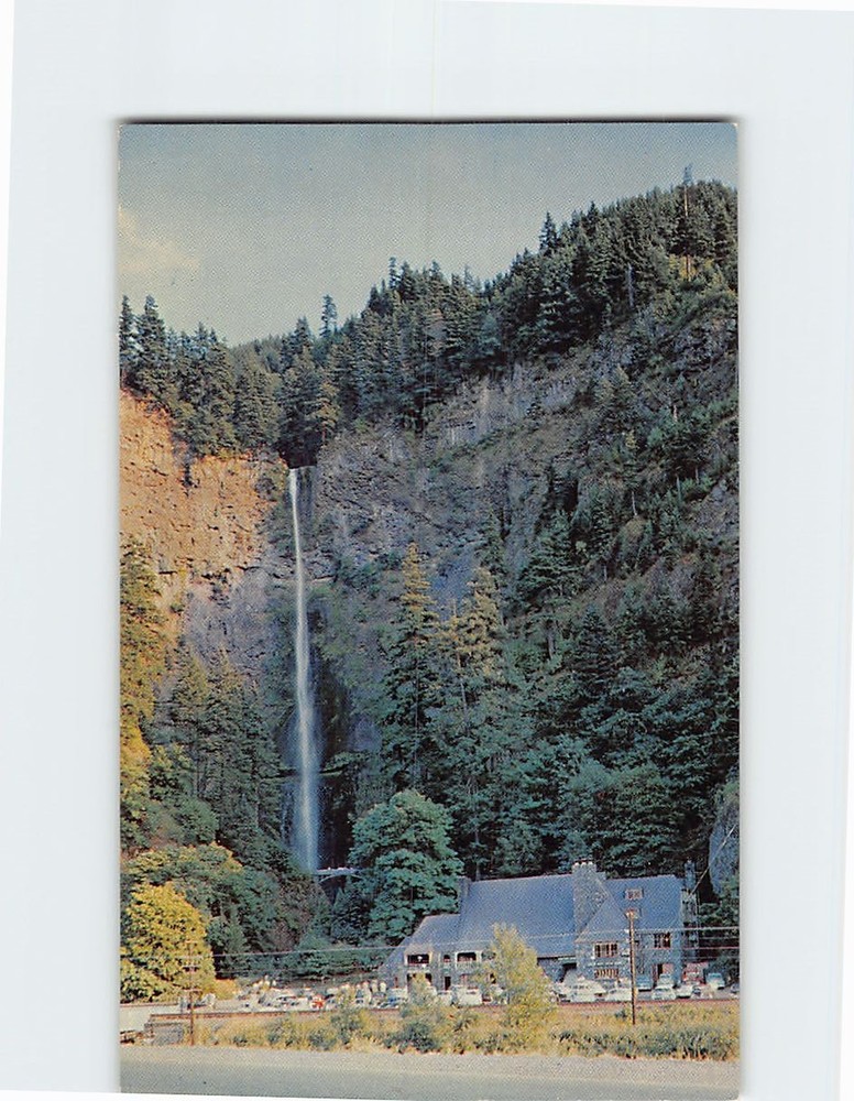 Postcard Multnomah Falls and Lodge Oregon Columbia River Highway USA America