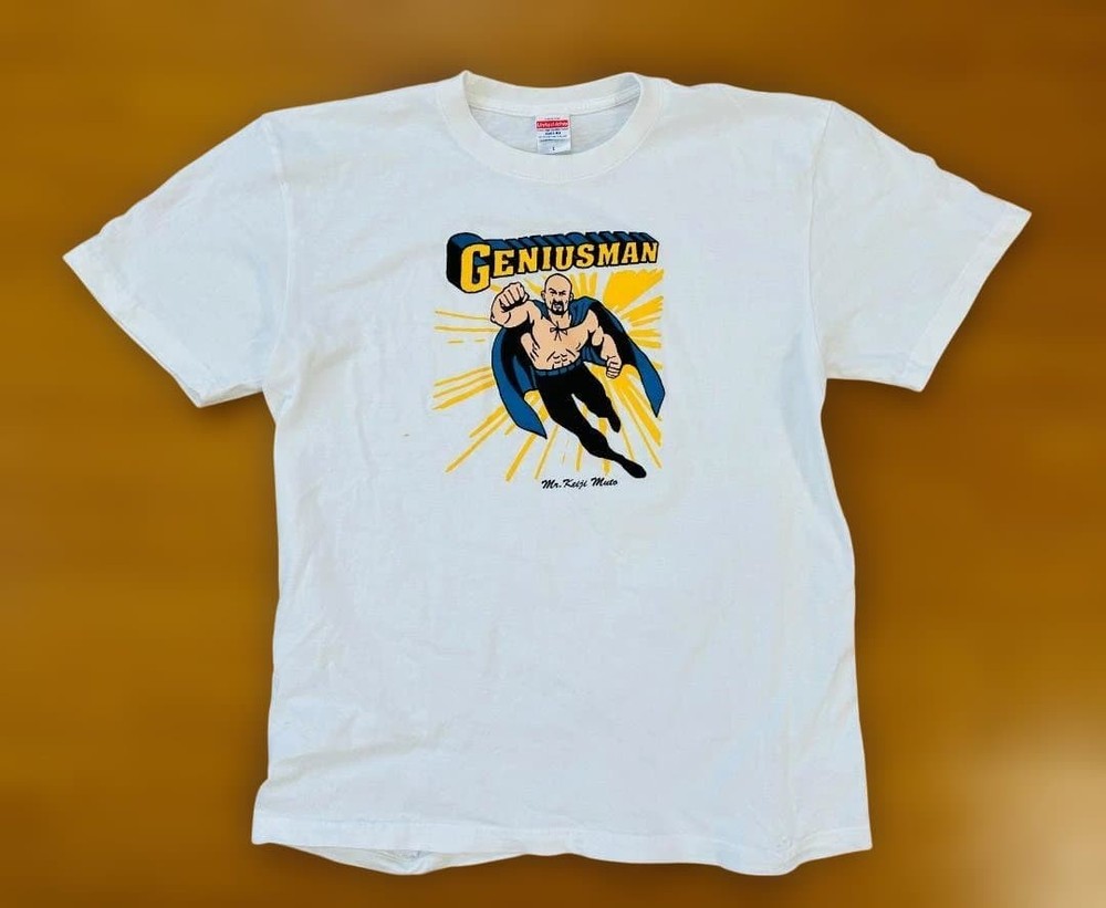 Muto Keiji Geniusman T-Shirt White L Pro Wrestling Vintage Condition