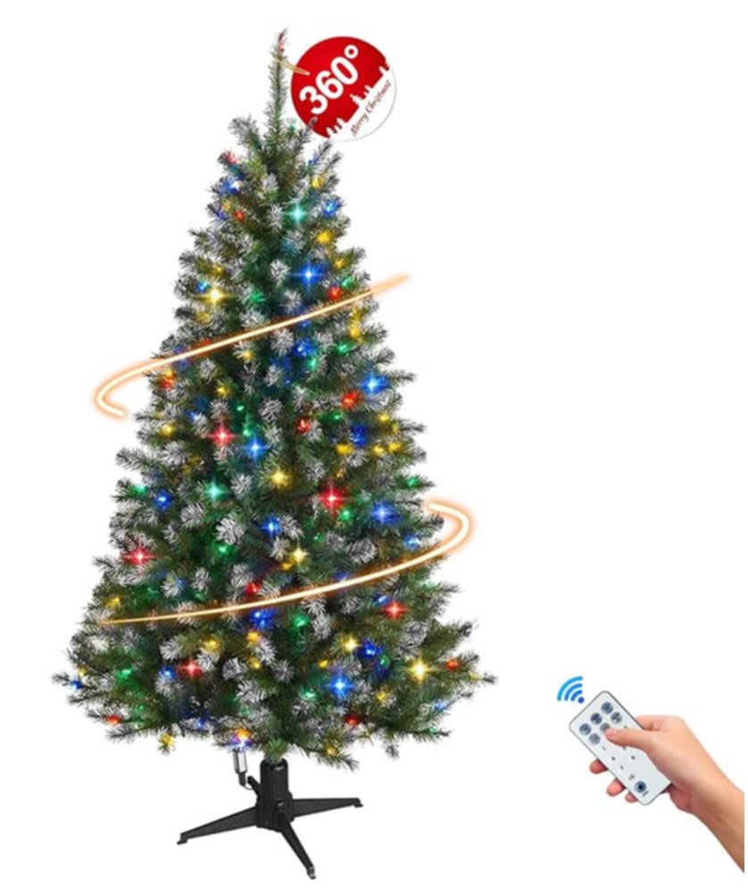 6 ft STRIGHT Rotating Artificial Christmas Tree with LED Lights