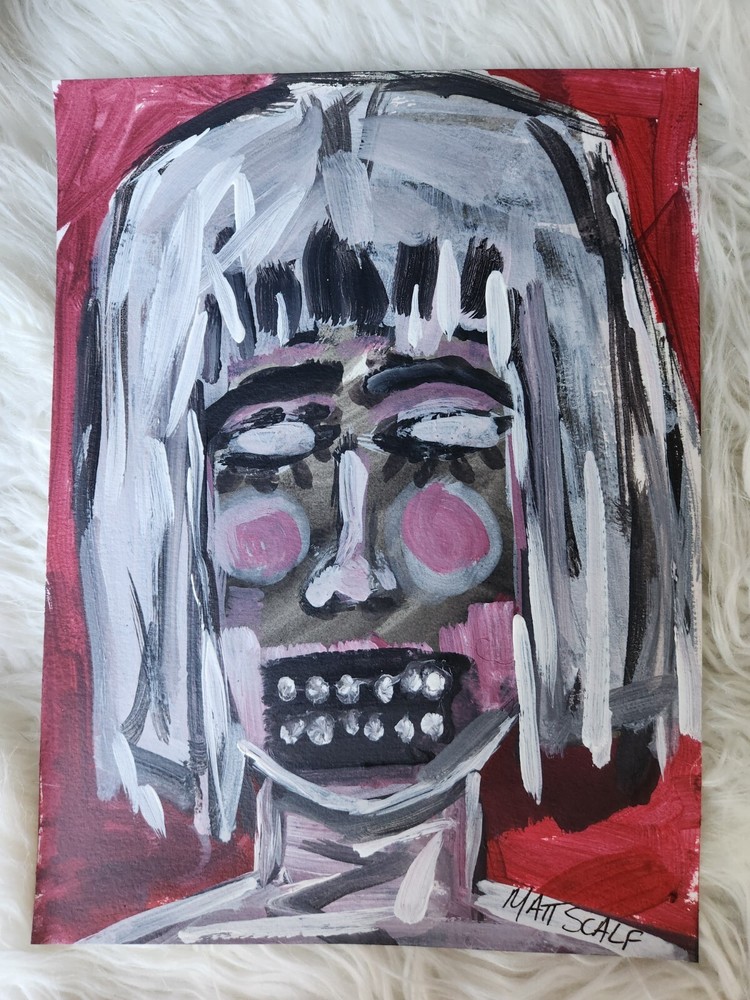 Matt Scalf Abstract Face Creepy Art Horror Halloween Goth 9x12 ORIGINAL PAINTING