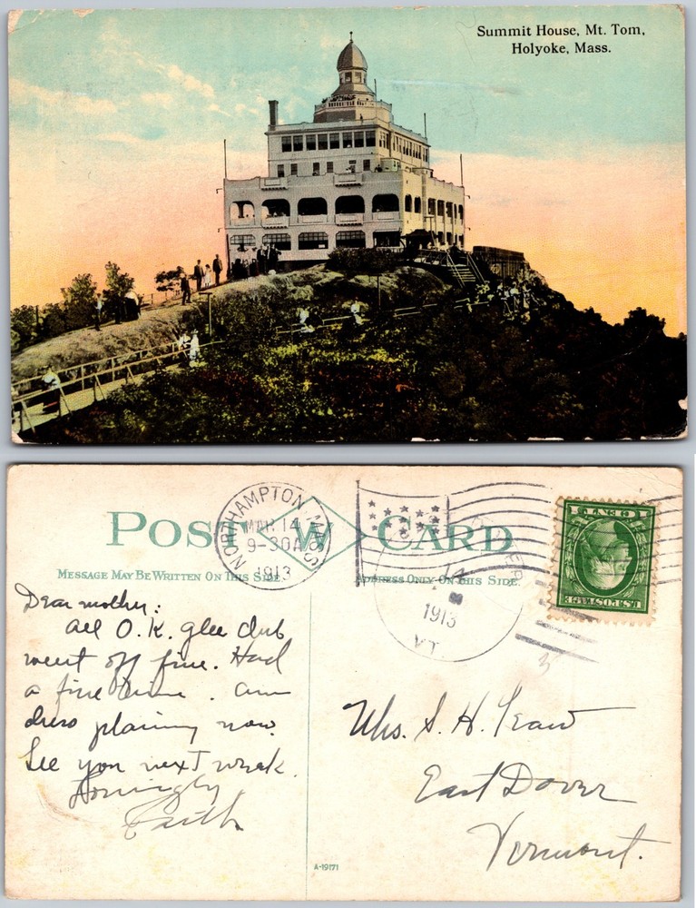 Summit House Mt Tom Holyoke Mass Postcard