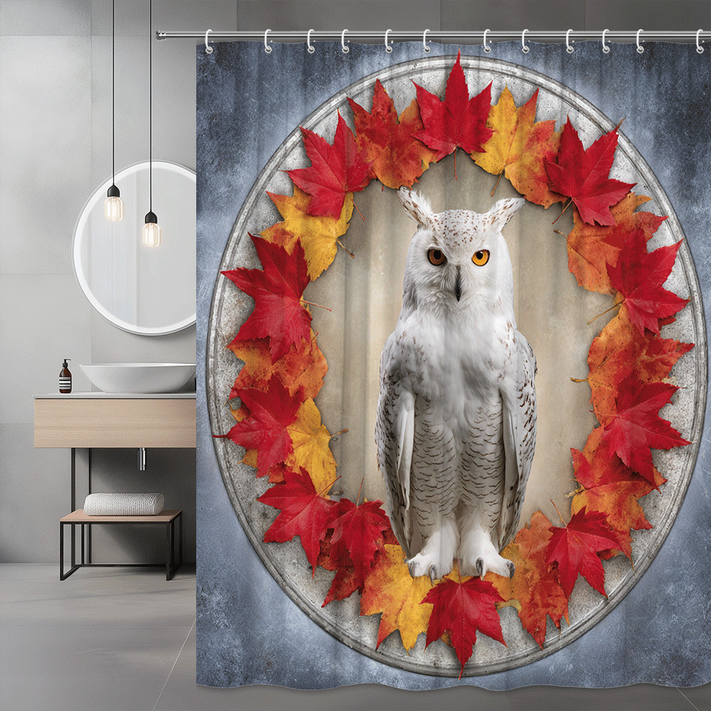 Owl Autumn Leaves Shower Curtain Fall Wall Art