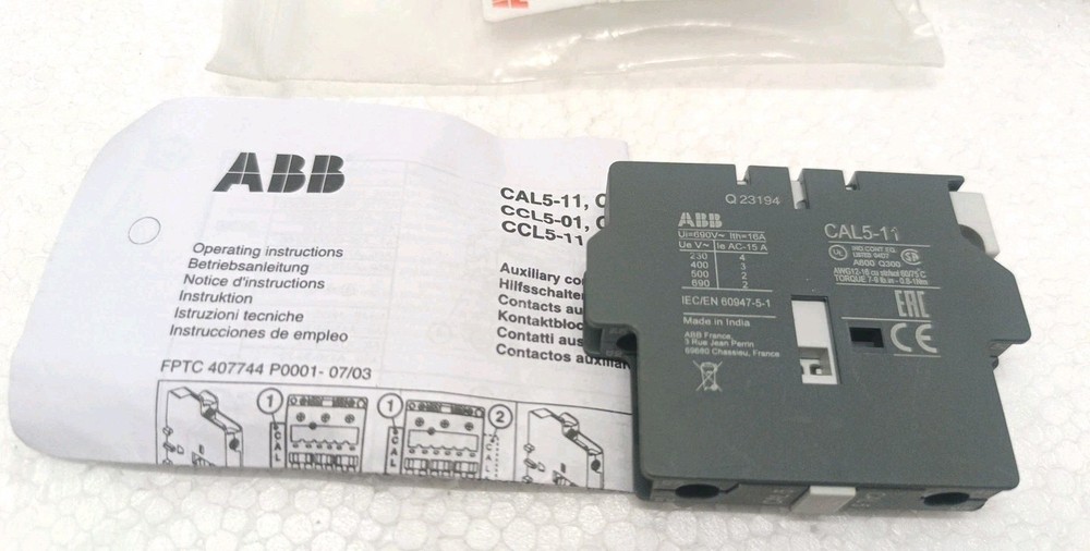 New, ABB, CAL5-11, 1SBN010020R1011 Contact Block, Side - Lot of 5 pcs Free ship