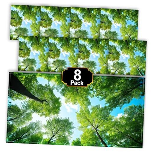 Light Covers, 8 Pcs 4 x 2 FT Fluorescent Light 8 Pack Forest Style 8Pcs