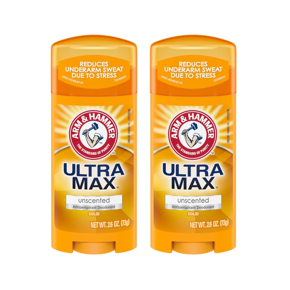 Arm & Hammer Ultramax Deodorant, Invisible Solid, Unscented 2.6oz (2 Pack)