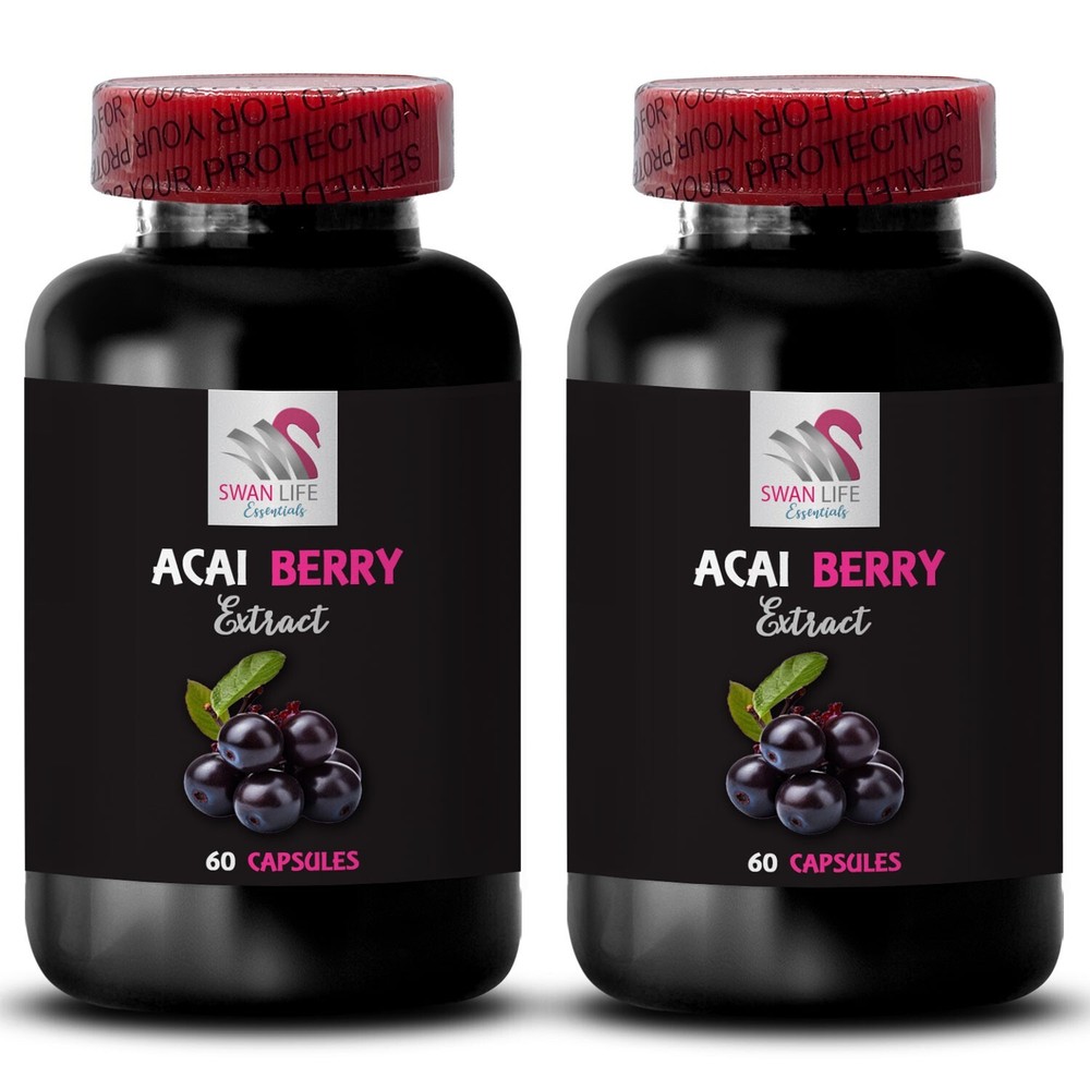 Acai Berry Extract Capsules for Hydration & Strength – 120 Caps (2 Bottles)