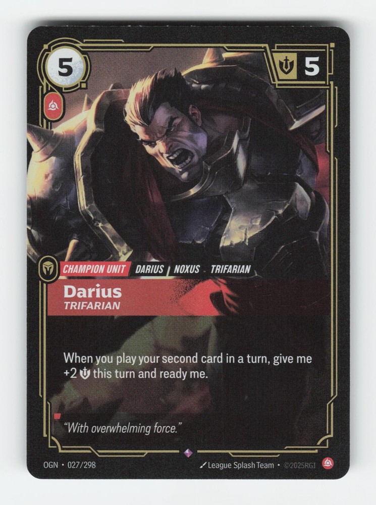 Darius - Trifarian 027/298 Rare Origins Riftbound Foil Near Mint