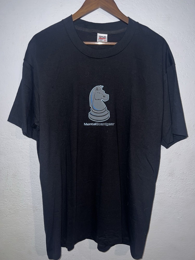 Vintage 90s Skate Surf Mental Boardgear Horse The Knight Chess T-Shirt Size XL