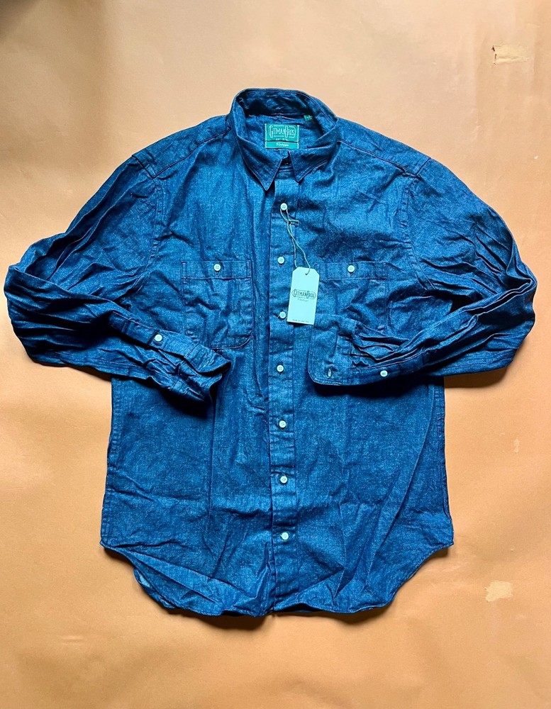 Gitman Vintage Dark Indigo Denim Button Down Work Shirt - Size L - New with Tags