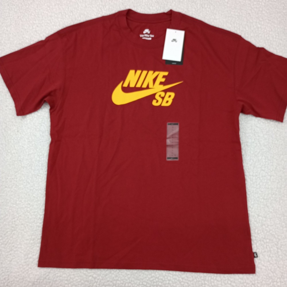 Nike SB Logo Skate T-Shirt Red Yellow Size Large