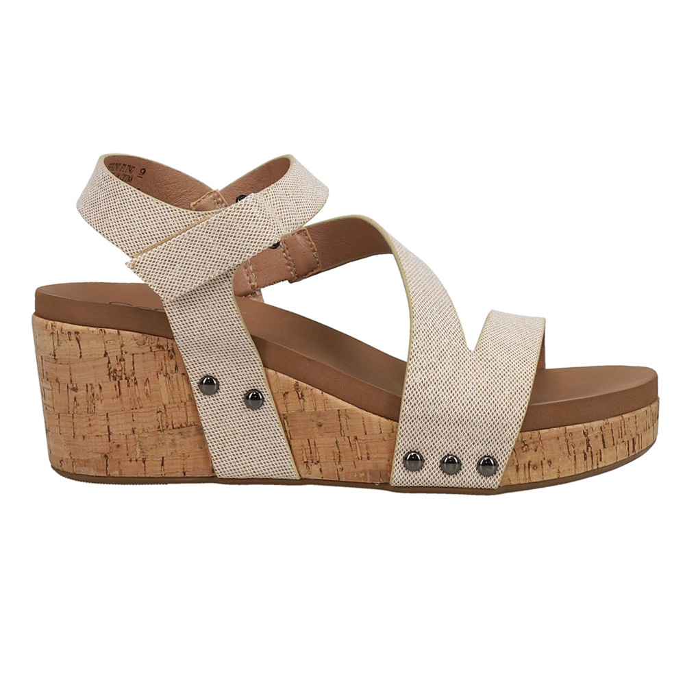 Corkys Spring Fling Beige Studded Wedge Sandals for Women