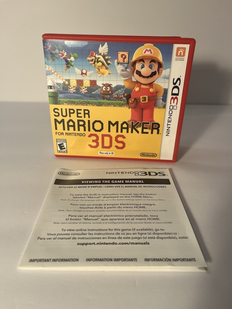 Super Mario Maker (Nintendo 3DS, 2016) Case & Manual NO GAME