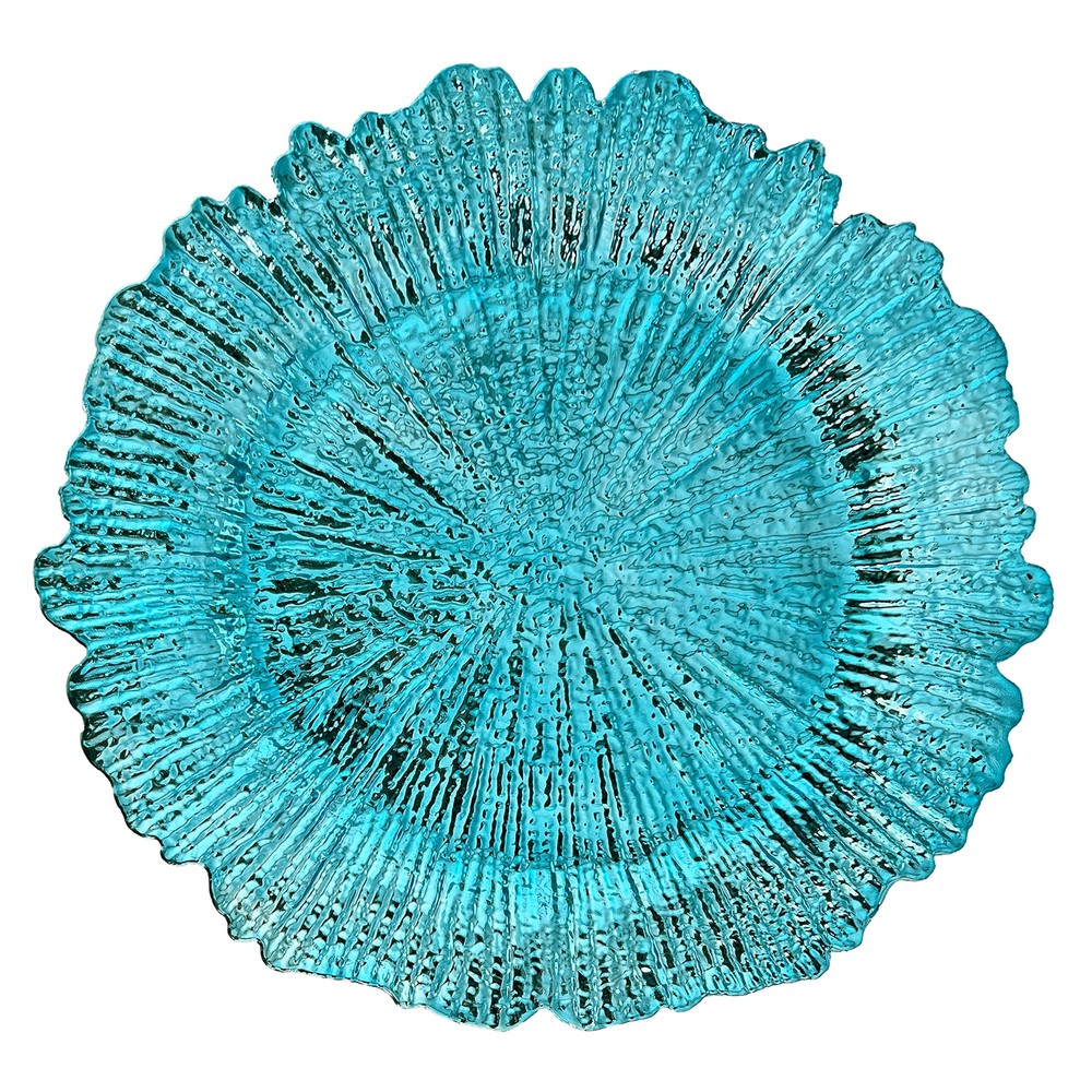 13 inch light blue Charger PlatesRound Plastic Reef Plate Chargers for Dinner...