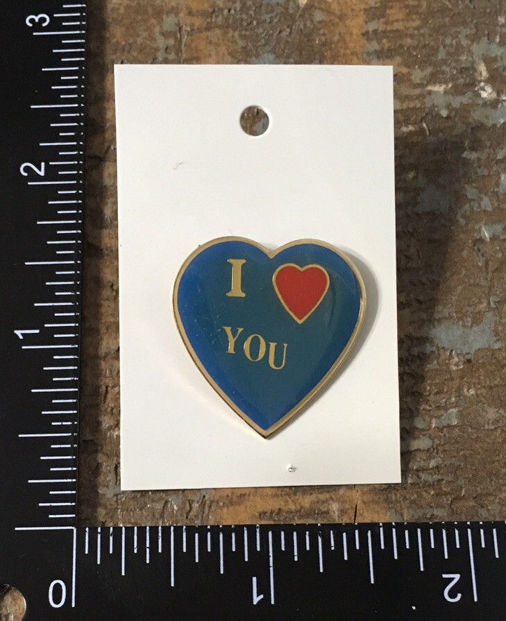 Vintage I LOVE YOU Heart Shaped Enamel Lapel Hat Pin