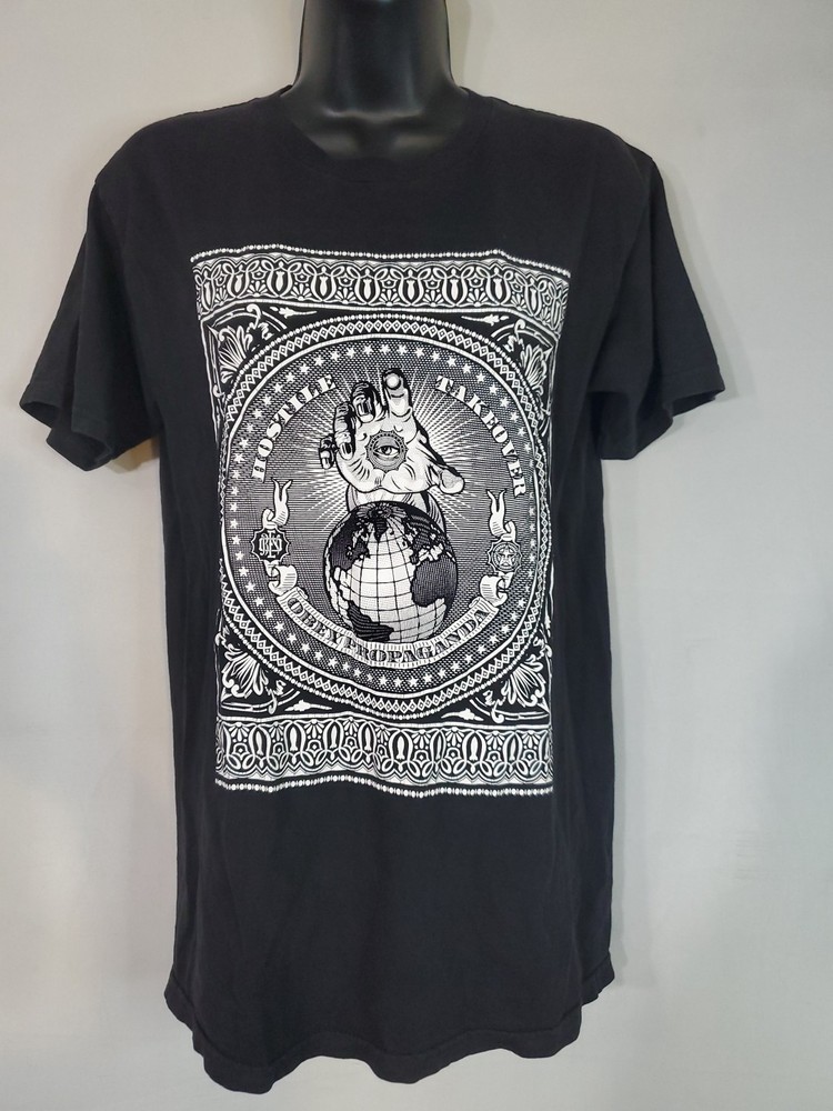 OBEY T-shirt Hostile Takeover Men's size Small OBEY PROPAGANDA Sick Graphic