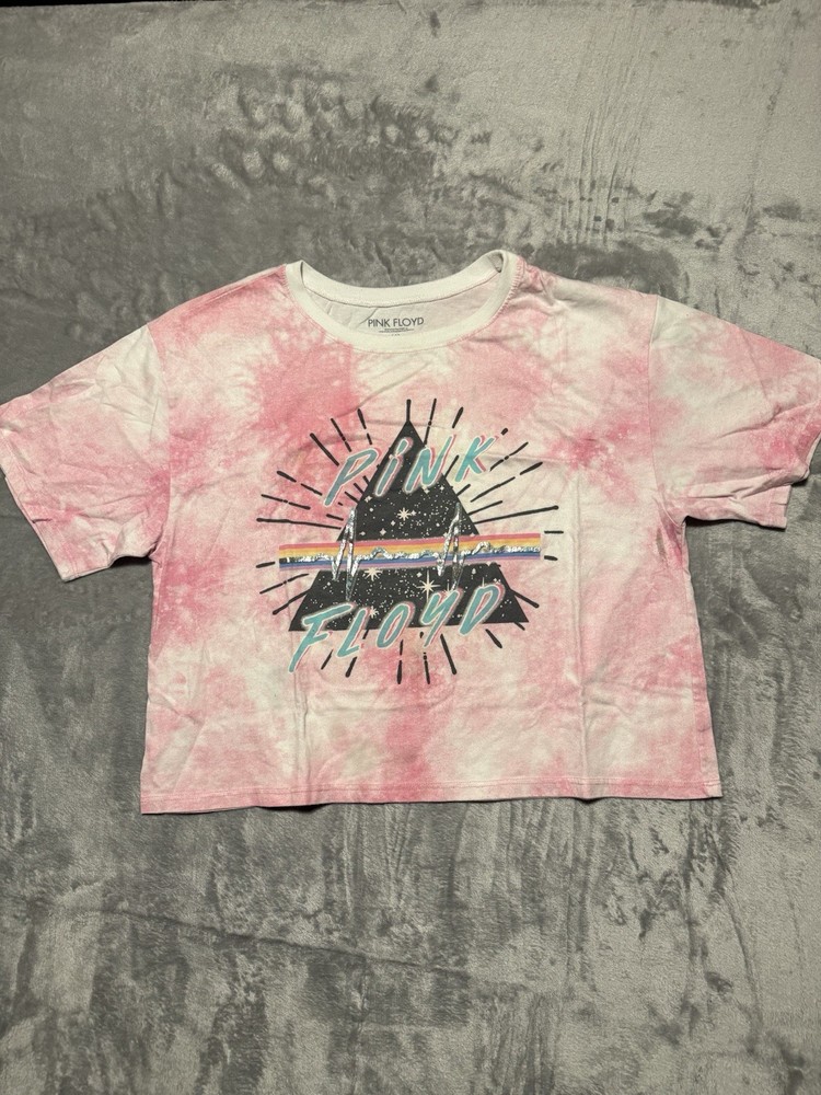 Pink Floyd Womens BARBIE Pink Tie Dye Crop Graphic Print T-Shirt XL METALLICA